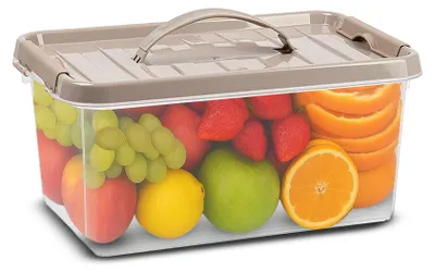 Aufbewahrungsbox 3,5 l, stapelbar, transparent, Kunststoff, taupe