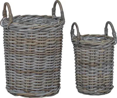 Immagine prodotto di Cesto per Piante con archiviazione 2 pcs Grigio Rattan Kubu