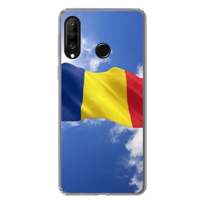 Produktbild von MuchoWow® Handyhülle Schutzhülle Hülle für Huawei P30 Lite Rumäniens Flagge weht am Himmel Silikon Softcase Handy Hülle - Handyhülle