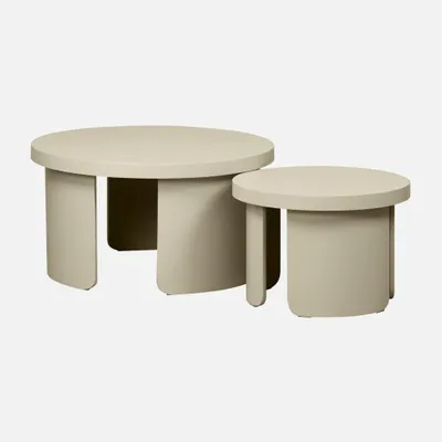 Produktbild von sweeek - 2er-Set runde Satztische für das Wohnzimmer  - Beige