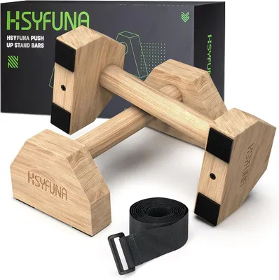 Zdjęcie produktu dla Uchwyty do pompek drewniane, parallettes, 300 kg, do treningu mięśni
