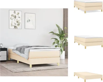 Produktbild von vidaXL Boxspringbett Creme 90x200 cm Stoff -  Betten & Bettgestelle