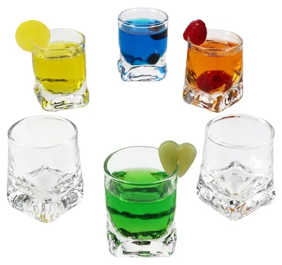 Produktbild von 6x Frosty Schnapsgläser 2cl 4cl Shot-Glas Pinnchen Stamper schwerer Boden Relief