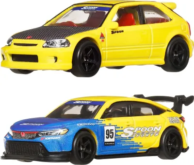 Image de Hot Wheels Premium 1/64 Diecast 2-Pack: Honda Civic Type R EK9 & Type R