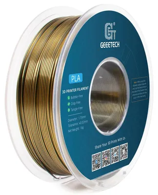 Produktbild von Silk PLA Bicolor Filament - 3D-Drucker-Filament - Durchmesser 1,75 mm - 1 kg Spule - ±0,03 mm Toleranz - Vakuumverpackt - Gold-Schwarz