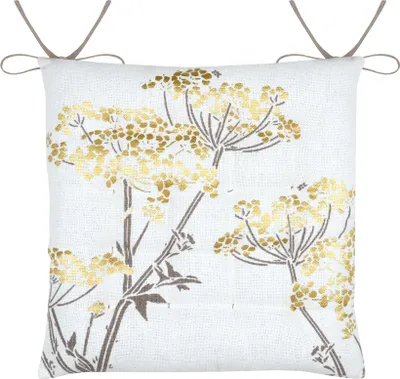 Produktbild von STOF - Sitzkissen - Stuhlkissen - 38 x 38 cm - weiß - mit goldenen Blumen