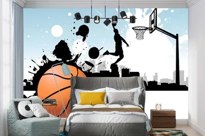 Zdjęcie produktu dla DECO WALLS Tapeta do pokoju dziecięcego Koszykówka - Wyjątkowa trwałość XXL 148x220 cm