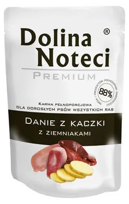 Zdjęcie produktu dla Mokra karma dla dorosłych psów wszystkich ras Dolina Noteci Premium Danie z kaczki z ziemniakami saszetka 100 g