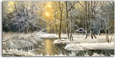 Produktbild von Coloray Spritzschutz aus Glas 140x70  Wandkunst Küchenrückwand Foto Bild Landschafts Wald See Wald