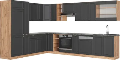 Immagine prodotto di Cucina angolare completa Vicco Fame-Line Oro-antracite rustico/Rovere dorato 347 x 257 cm, PL Antracite, Model 47341