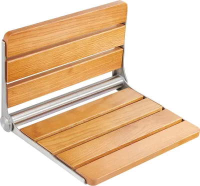 Produktbild von Folding Oak Shower Seat 16.1" x 13.4" Wall Mounted Shower Bench 440 lbs
