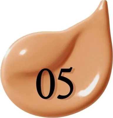 A swatch of foundation with the number "05" printed on it.