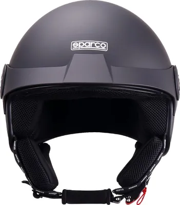 Zdjęcie produktu dla Kask motocyklowy Sparco Demi-Jet z daszkiem, czarny matowy, ze skorupą ABS, rozmiar XL