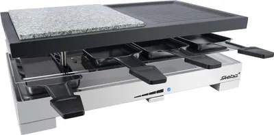 Produktbild von Hochwertige Natursteingrillplatte zum fettarmen Grillen, Antihaftbeschichtete Grillplatte aus Alu-Druckguß, Stufenloser Temperaturregler, Kontrollle