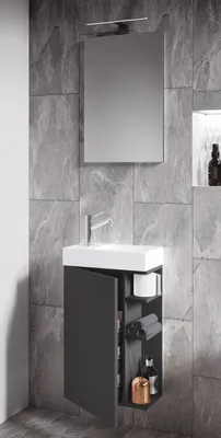 Produktbild von VCM 3-tlg Set | Waschplatz für Gäste WC | Gästebad Toilette | Waschtisch mit Spiegel | Badmöbel Badezimmer Set – Lumia