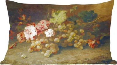 Produktbild von MuchoWow® Zierkissen Sofakissen Wohnzimmer Dekokissen 60x40 cm Obst - Stilleben mit Weintrauben - Alte Meister - Kopfkissen - Polster mit Foto