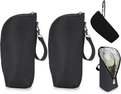Image de Poche chauffante pour biberons - Lot de 2 - Poche isotherme pour biberons - Thermopoche pour biberons - Étui pour biberons - 8 x 7 x 22 cm - Noir