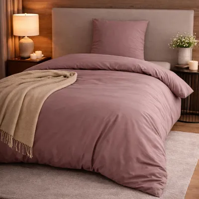 Produktbild von Satin Bettwäsche 135 x 200 cm, mit Kissenbezug in 80 x 80 cm, mauve, 100% Mako Baumwolle, sleepling