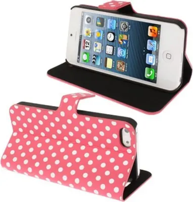 Produktbild von Schutzhülle Case Handytasche (Flip Quer) für Case Handy Apple iPhone 5 / 5s Pink / Weiß