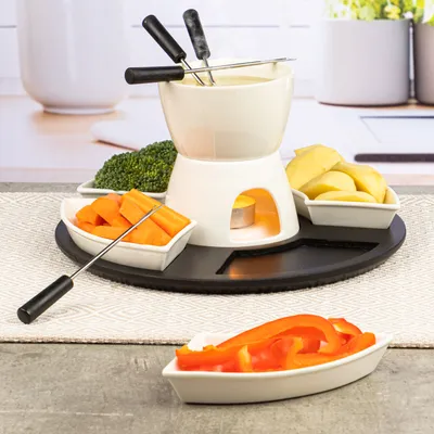 Produktbild von Fondue-Set 11-teilig mit Topf Stövchen und Gabeln Haushalt International