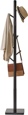 Produktbild von Jasständer aus Holz – Kleiderstange, Garderobenstange – Aufbewahrung für Kleidung – Quadratische, stabile Basis – 176 cm hoch – Schwarz