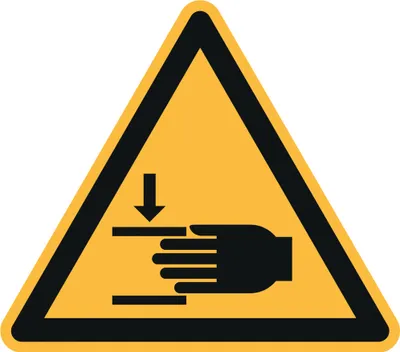 Produktbild von Hinweisschild Handverletzungen ISO 7010 Dreieck 200x200x200mm PVC