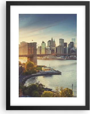 Produktbild von Gerahmtes Poster - Schwarzer Rahmen - New York Brücke - 30x40 cm - Wand Bild - Wanddeko - Wandbilder - Kunstposter - Wandposter - Bilderrahmen - Bilder - Kunstdruck - Wandbild - P2BPA30x40-4047