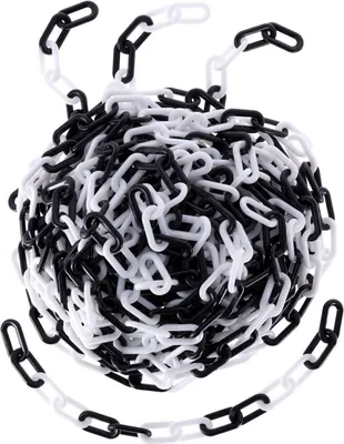 Produktbild von TIBU Absperrkette Kunststoff Warnkette 8 mm Stärke - zweifarbig Schwarz/Weiß - Länge 100 cm - witterungsbeständig und stabil