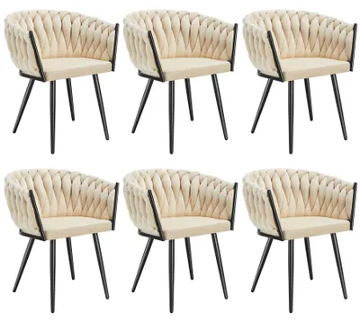 Obrázek produktu pro tectake® Set jídelní židle Astano čalouněná, se sametovým potahem, pletený vzor 60,5 x 55 x 75 cm