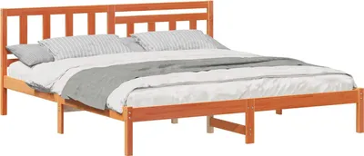 Image de vidaXL Cadre de lit brun cireux 200 x 200 cm Pin massif