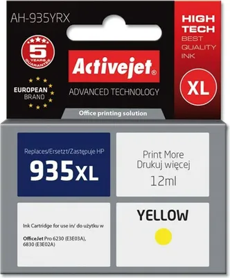 Immagine prodotto di Activejet AH-935YRX ink (replacement for HP 935XL C2P26AE; Premium; 12 ml; yellow)
