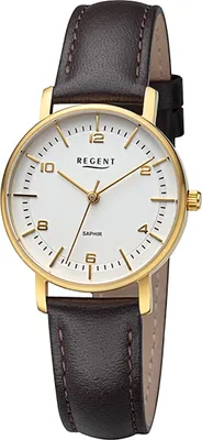 Produktbild von Regent Damen Uhr Lederarmband Leder Armbanduhr Analog dunkelbraun URF1480