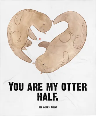 Produktbild von Mr. & Mrs. Panda Babydecke Otter Herz - Weiß - Geschenk, Erstlingsdecke, Liebe, Seeotter, Hochzeitstag, Schlummerdecke, Schmusedecke, Kinderwagendecke, Plaid