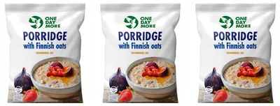 Produktbild von OneDayMore | Finnische Haferflocken Porridge Set 3x | Mit Erdbeeren und Feigen ohne Zuckerzusatz