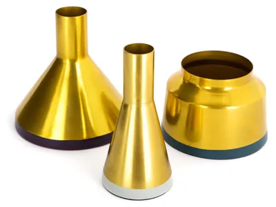 Immagine prodotto di Set di 3 Vasi Decorativi Culture in Acciaio Oro e Multicolor