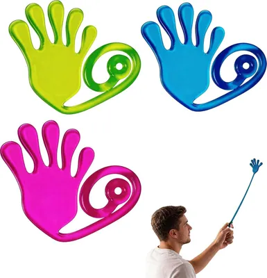 Productafbeelding van Klebehand speelgoed 3-Pack - Set van 3 - Kleverige handjes voor kinderen - TPR slap hands - Feestjes