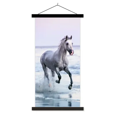 Produktbild von MuchoWow® Textilposter Pferd - Pilz - Strand 60x120 cm mit schwarzem Rahmen - Magnete