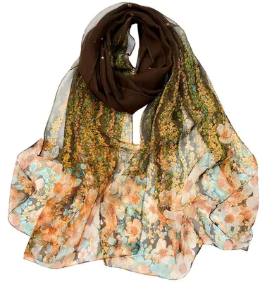 Immagine prodotto di Sciarpa da donna in georgette di chiffon, motivo floreale, 160 x 50 cm, multicolore