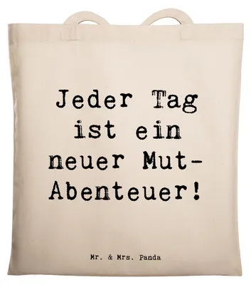 Produktbild von Mr. & Mrs. Panda Shopping Tasche Spruch Angst überwinden Abenteuer - Transparent - Geschenk, Gefühle, Jutebeutel, Mut, Herausforderungen, Jutetasche, Schultasche, Trost