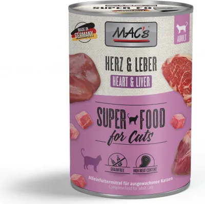 Produktbild von MAC's CAT HERZ & LEBER, Adult, jede Rasse, Herz, Leber, 400 g, Getreidefrei