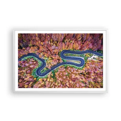 Produktbild von Gerahmtes Poster - Weißer Rahmen - Kurvenreich Weg Wald - 91,5x61 cm - Wand Bild - Wanddeko - Wandbilder - Kunstposter - Wandposter - Bilderrahmen - Bilder - Kunstdruck - Wandbild - P2WAA91x61-4291