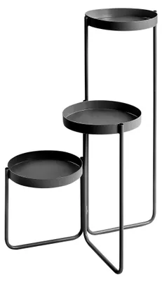 Produktbild von Pflanzenständer aus Metall schwarz, 3 Etagen, rund, ⌀19 cm, klappbar, 60 cm hoch
