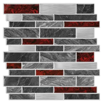 Image de Autocollants décoratifs en forme de carreaux, 30,5 x 30,5 cm - Adhésifs pour carrelage - Décoration murale pour cuisine - Décoration murale pour salle de bain - Stickers muraux - Étanches et résistants aux huiles