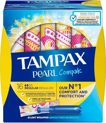Image de TAMPAX Pearl Compak Tampons réguliers 16 pièces