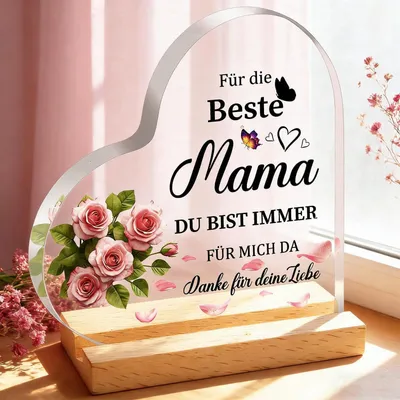 Zdjęcie produktu dla Akrylowa dekoracja w kształcie serca dla mamy | Prezent na urodziny, Boże Narodzenie, Dzień Matki | Dekoracja do domu