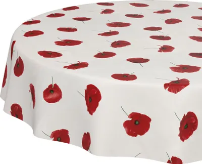 Produktbild von Tischdecke Wachstuch Blumen Weiß Robust Wasserabweisend Rund 140 cm