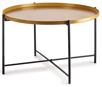 Obrázek produktu pro Nízký kávový stolek se zlatým blatem, Ø 76,5 cm