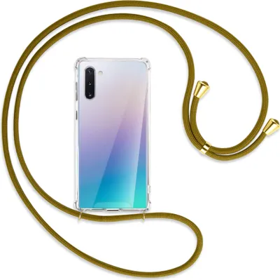 Produktbild von Handykette Backcover-Schutzhülle mit Band (Metall goldfarben) für Samsung Galaxy Note 10 (N970) - khaki