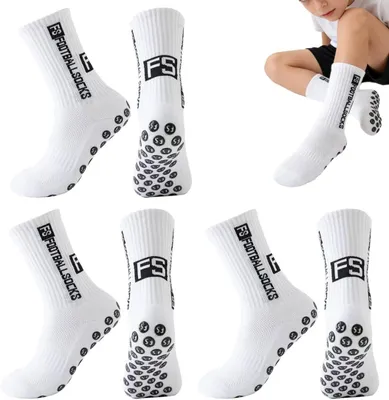 Produktbild von Fußballsocken 3 Paar, Größe 33-39, weiß, Antirutsch, für Kinder