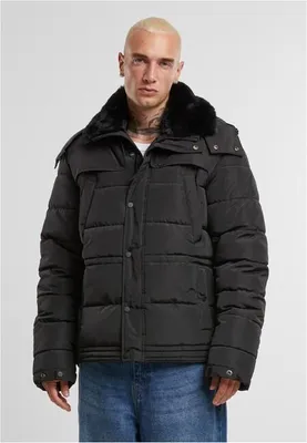 Productafbeelding van Bunda Urban Classics pufferjas met afneembare bontkraag, zwart - 4XL